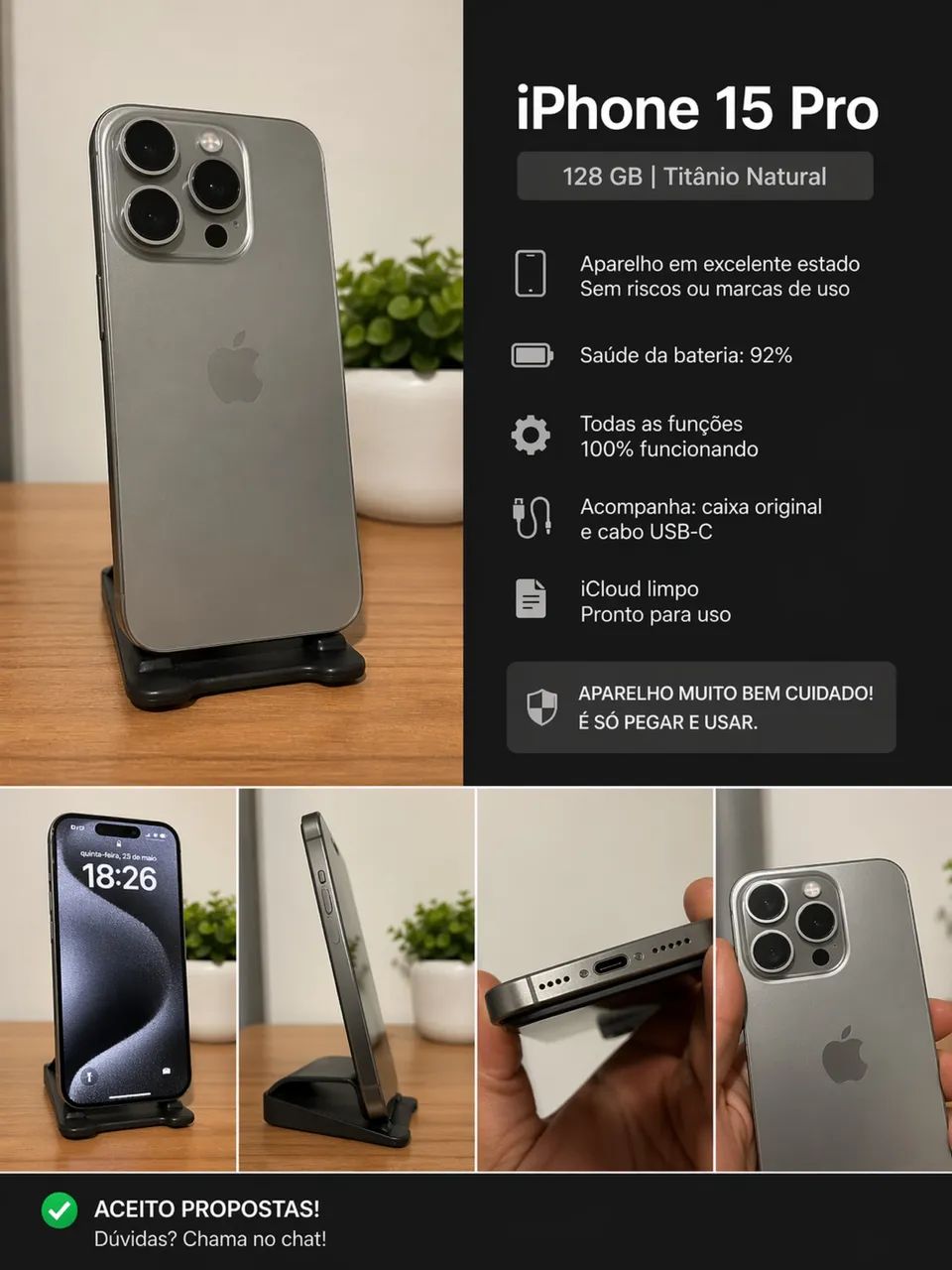 iPhone 15 Pro 128gb - Celulares e Smartphones - Chácara das Pedras
