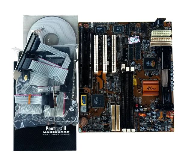 mother board placa mãe pc100 bx pro nova com cabos manual pentium 2 mb32 - Foto 2
