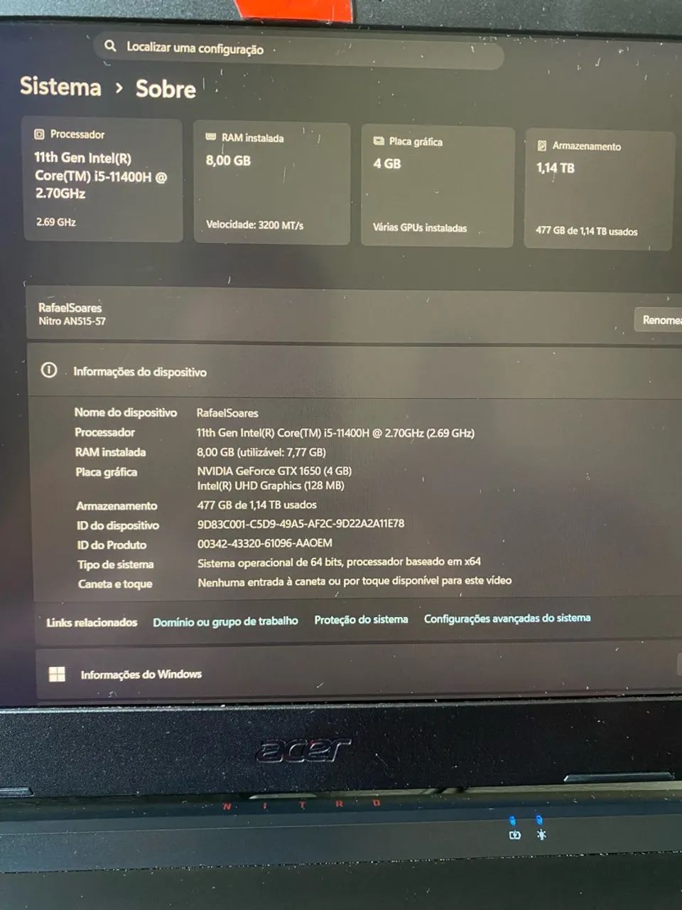 VENDO NITRO 5 AN515 - 57  - Foto 3