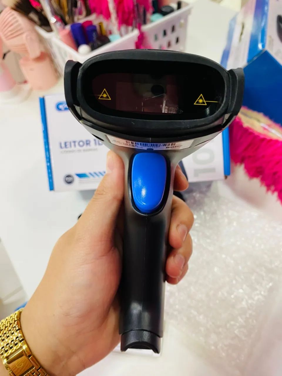 Leitor de código de barras e impressora