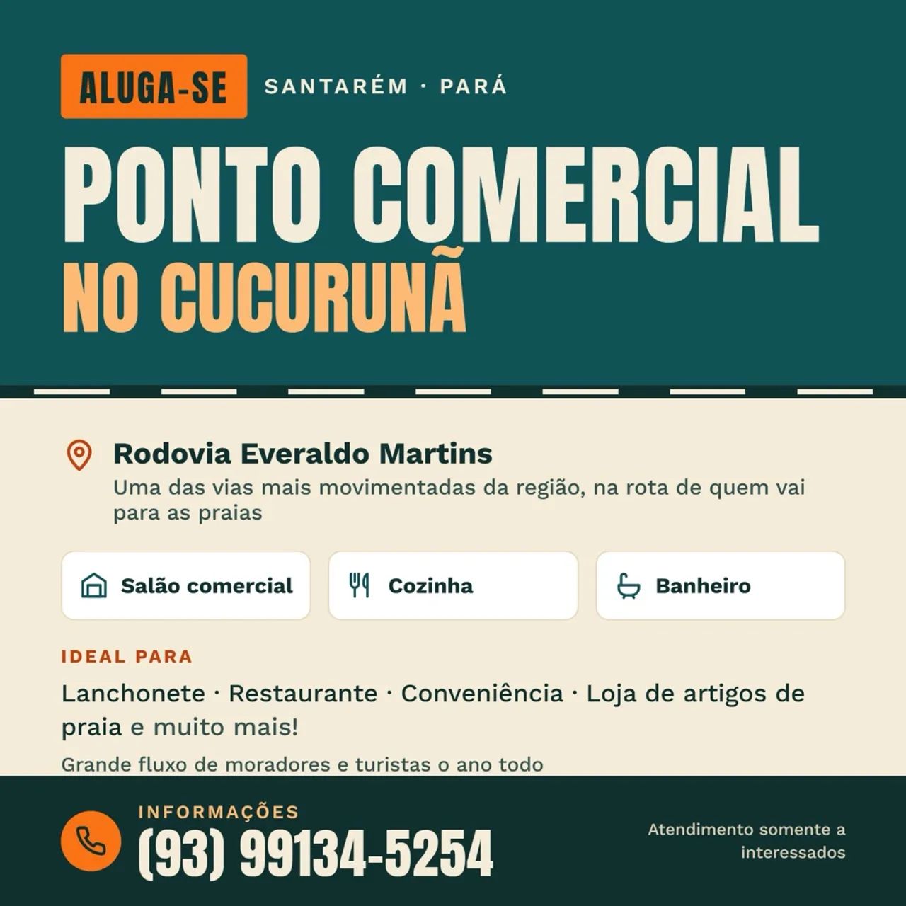 ALUGA-SE PONTO COMERCIAL NO CUCURUNÃ! 
