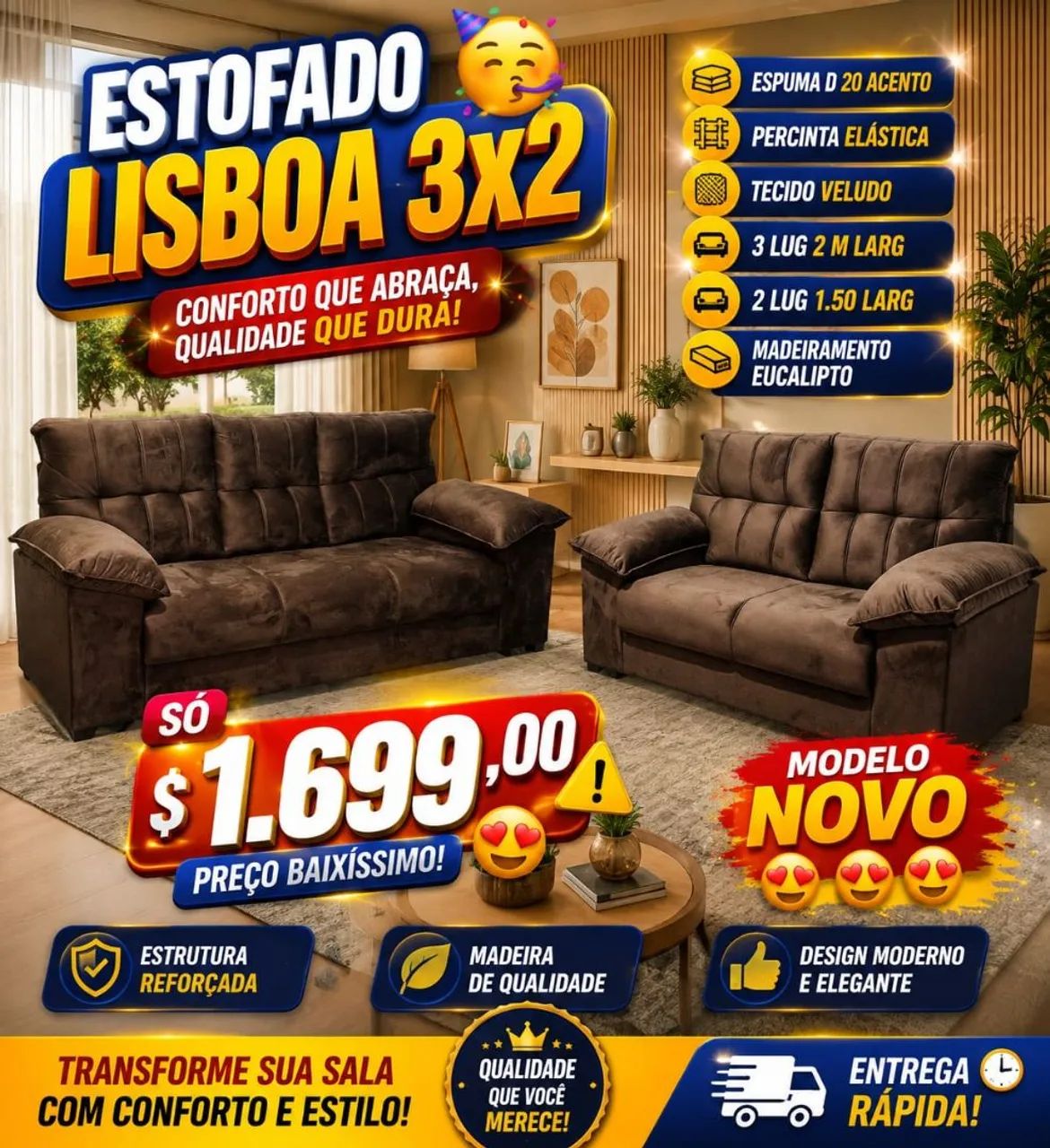 Sofá novo a partir de r$ 699, e o melhor com frete grátis, compre sem sair de casa - Foto 3