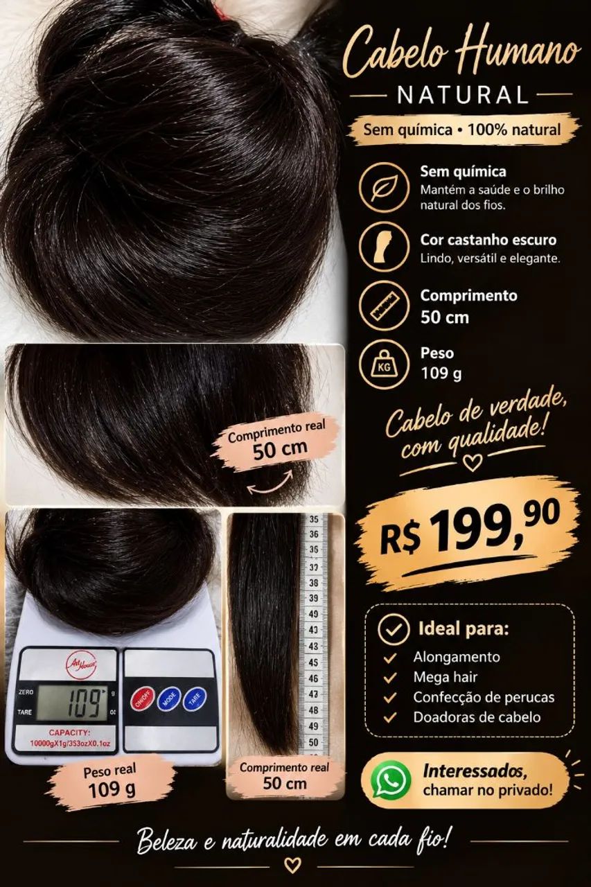Cabelo humano 109g 50cm - Foto 4