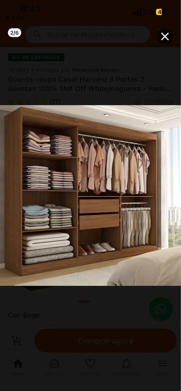 Vende se Guarda roupa casal c/ espelho  - Foto 2