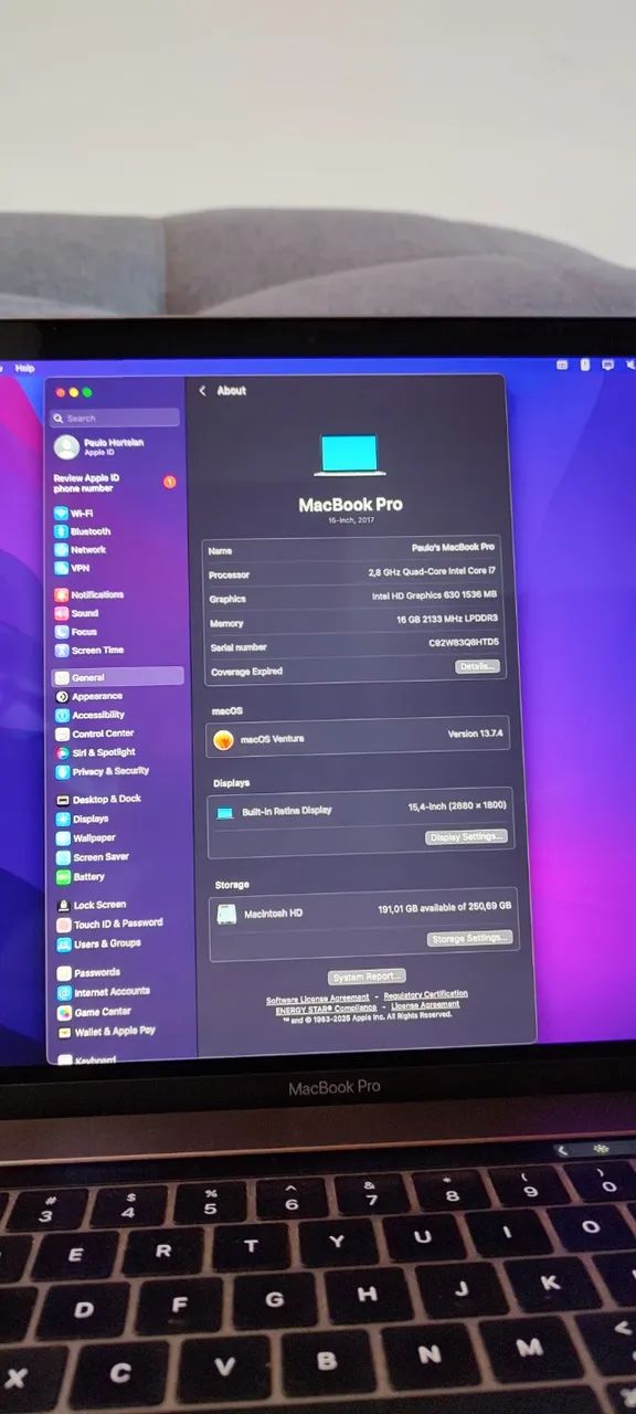 MacBook Pro 15" 2017 i7 16GB 256GB SSD Touch Bar - Foto 4