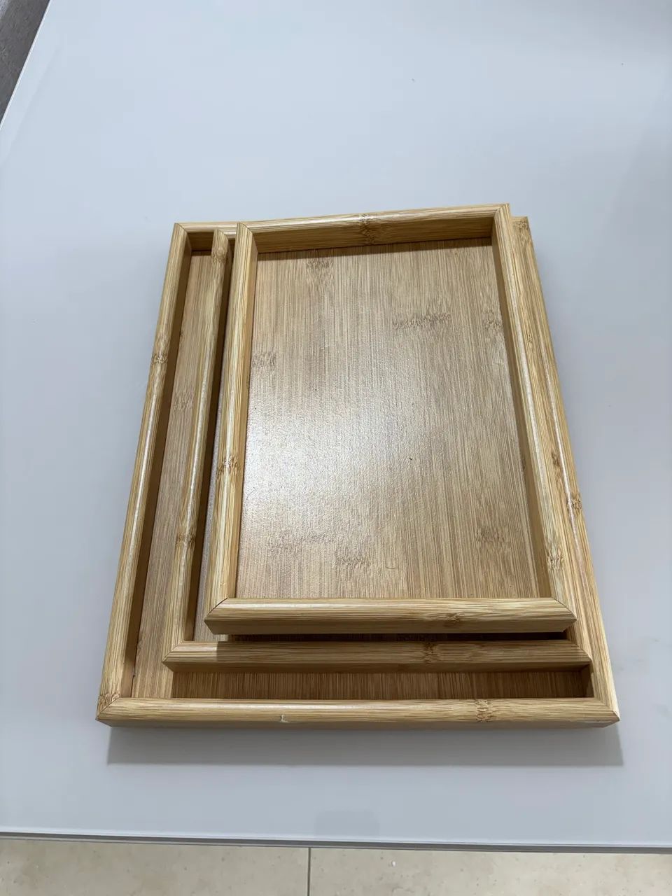 Kit 4 Bandejas de Bambu/Madeira Retangulares - Decorativas e Multiuso - Foto 4