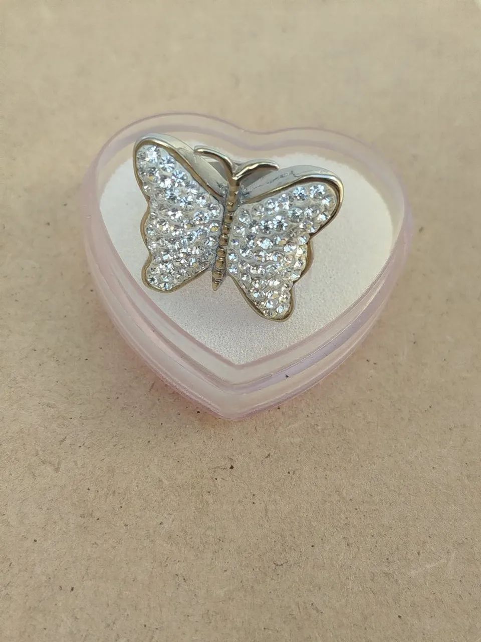 Anel de aço com pedras de strass n°14