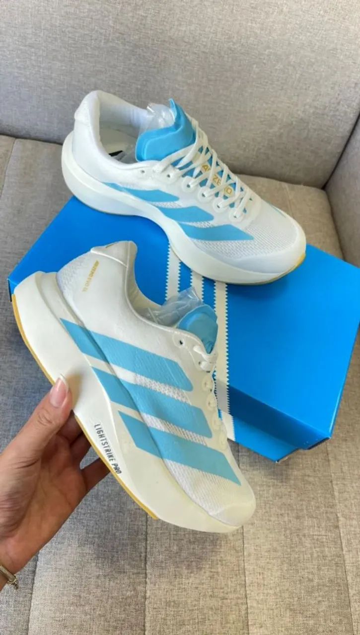 Tênis Adidas Evo SL branco azul celeste lightstrike  - Foto 6
