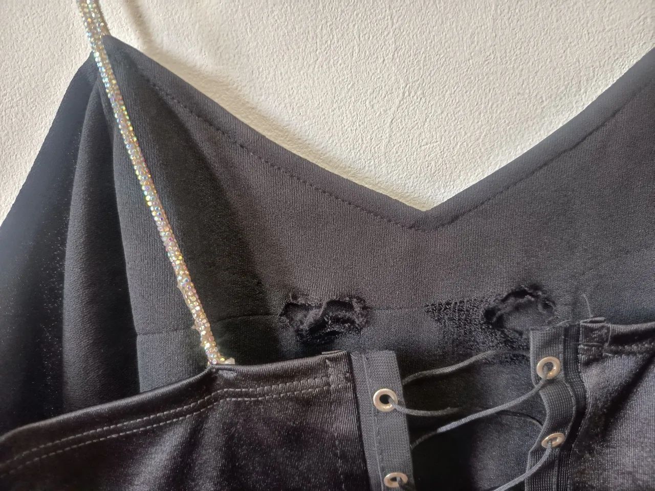 Cropped corset cetim plus preto - Foto 5