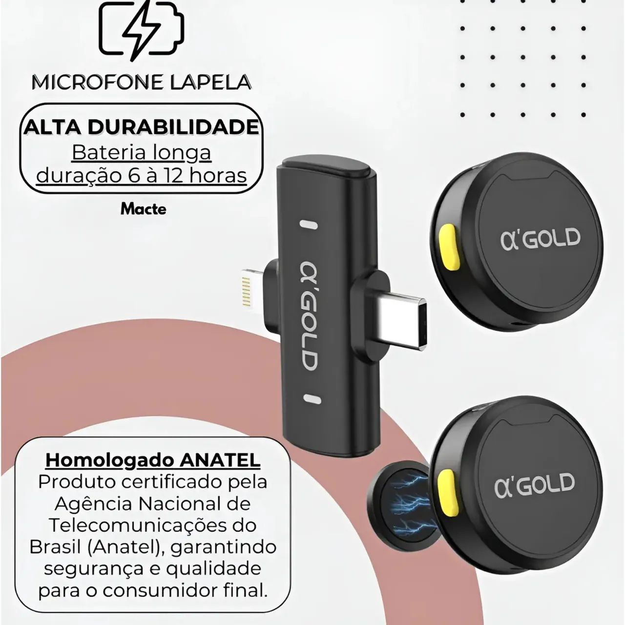 Microfone Lapela Sem Fio Duplo Para Celular Android E Iphone - Foto 5
