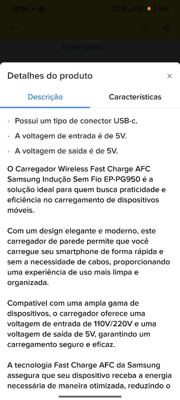 Carregador wireless sansung