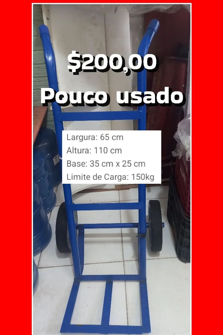 Carrinho p/ carga/ basqueta/prateleiras, garrafão - Foto 2