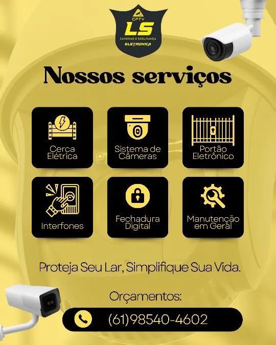 Alarme câmera cerca elétrica etc