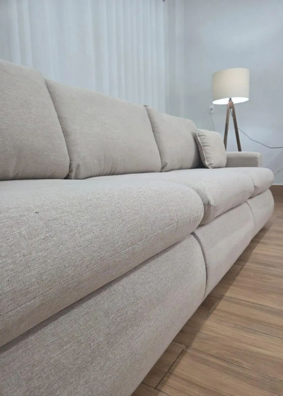 Lançamento! Sofá Cama Retrátil Reclinável Amaranto 2.70m 3 Módulos 80  - Foto 4