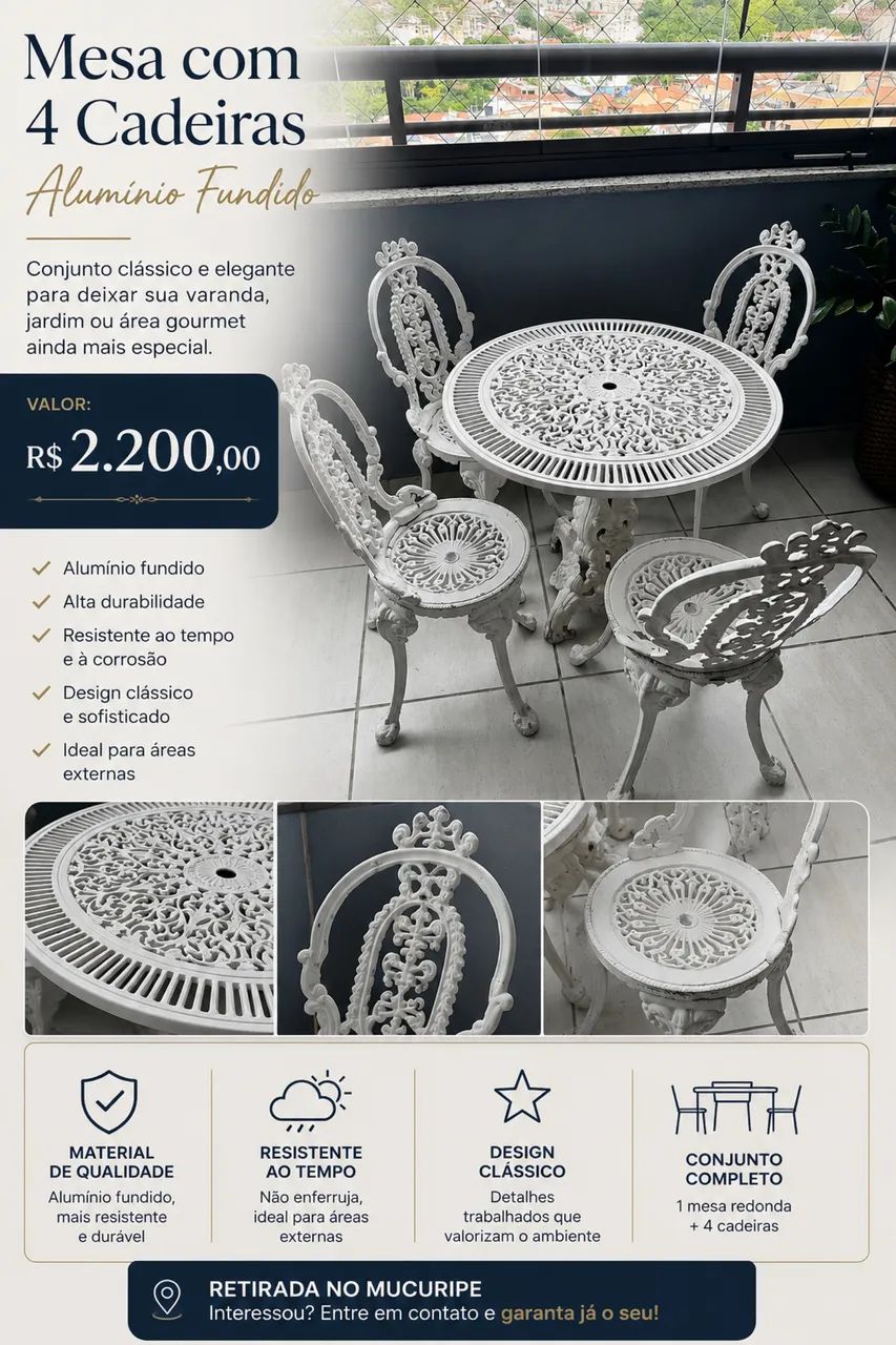 Mesa para jardim, mesa para varanda