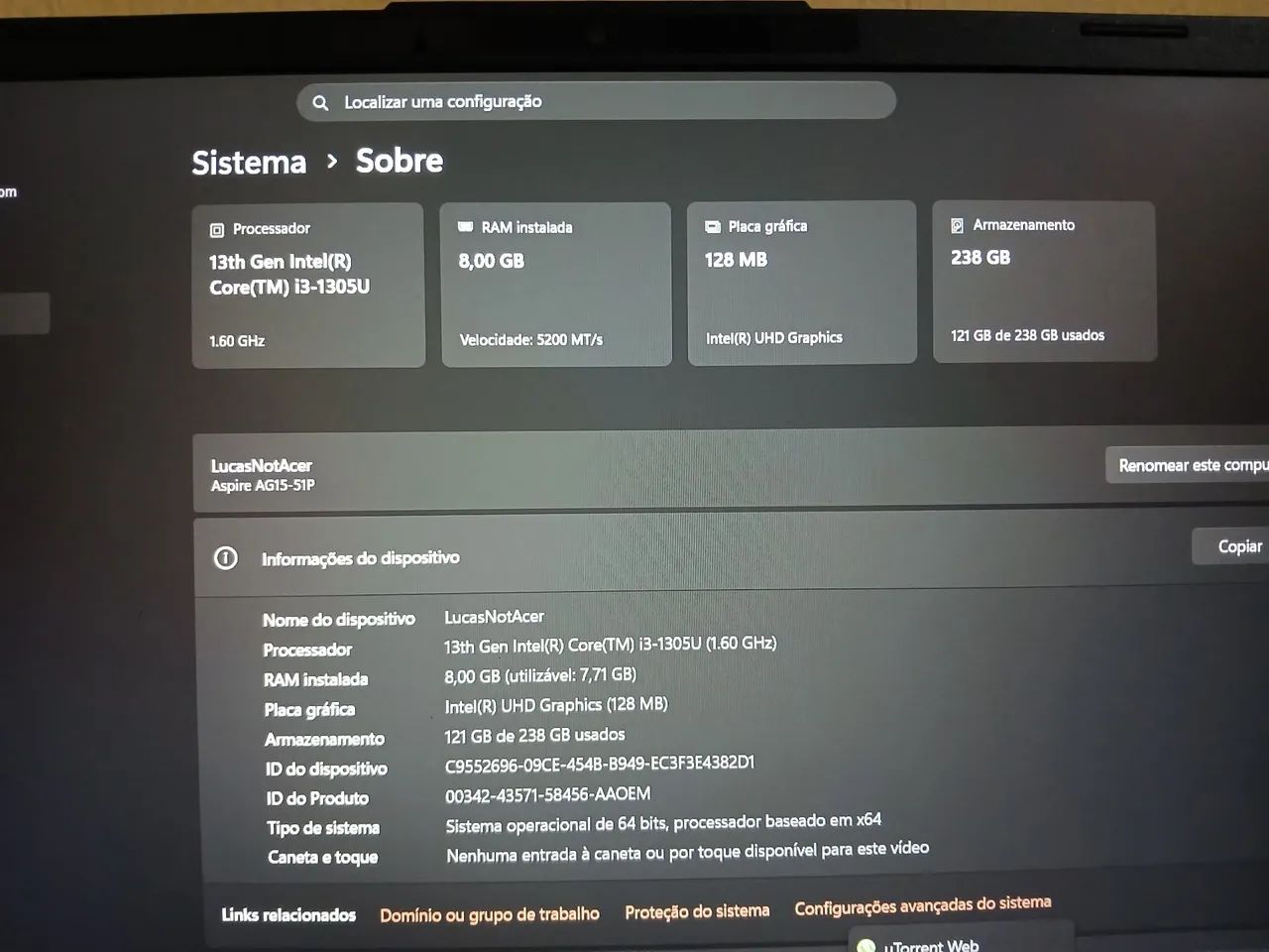 Vendo Acer Aspire Go 5 Intel Core i3