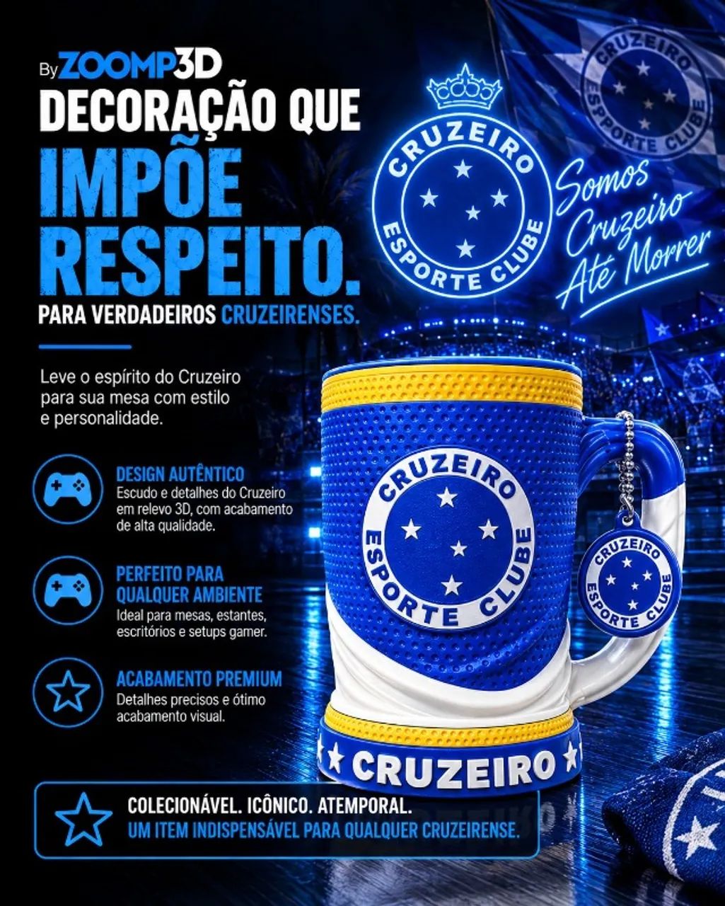 Caneca dos Times 500ml Térmica - Impressão 3D