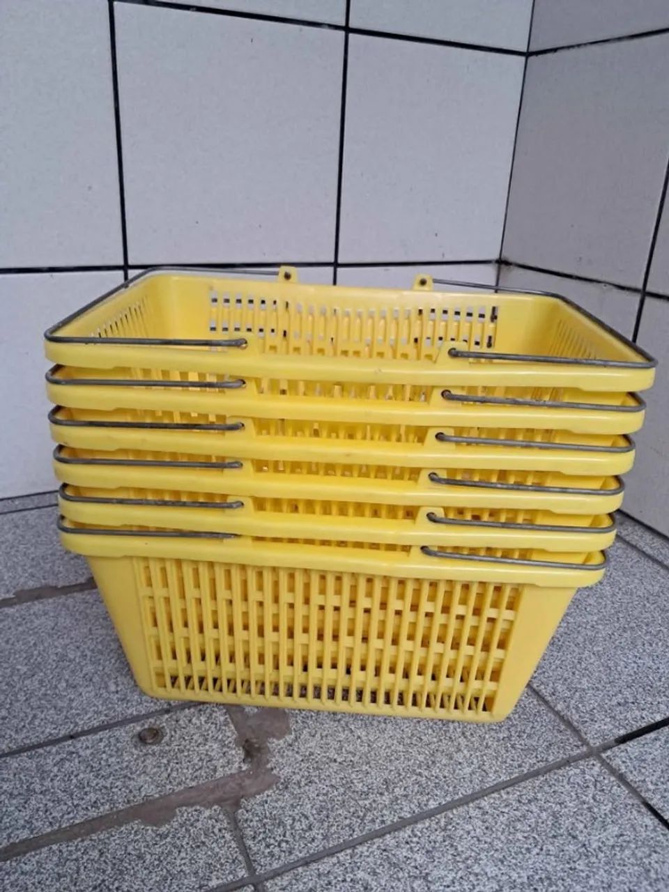 Kit de 6 cestos de compra de supermercado. com alças em aço - Foto 2