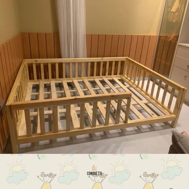 Cama casal montessori verniz 