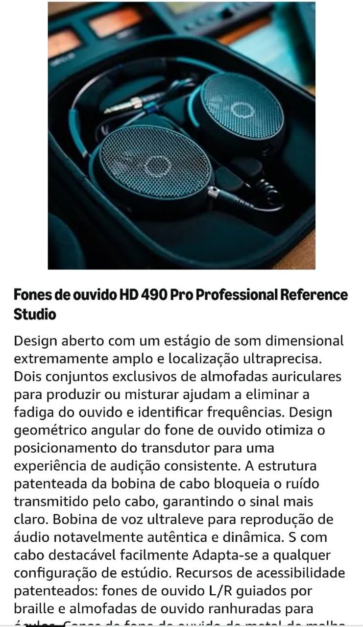 Sennheiser Fone de ouvido profissional HD 490 PRO aberto<br