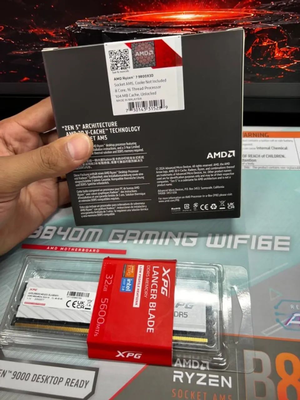 Kit Upgrade DDR5 Ryzen 9800x3d, 32GB ram, e B840m wifi - NOVO