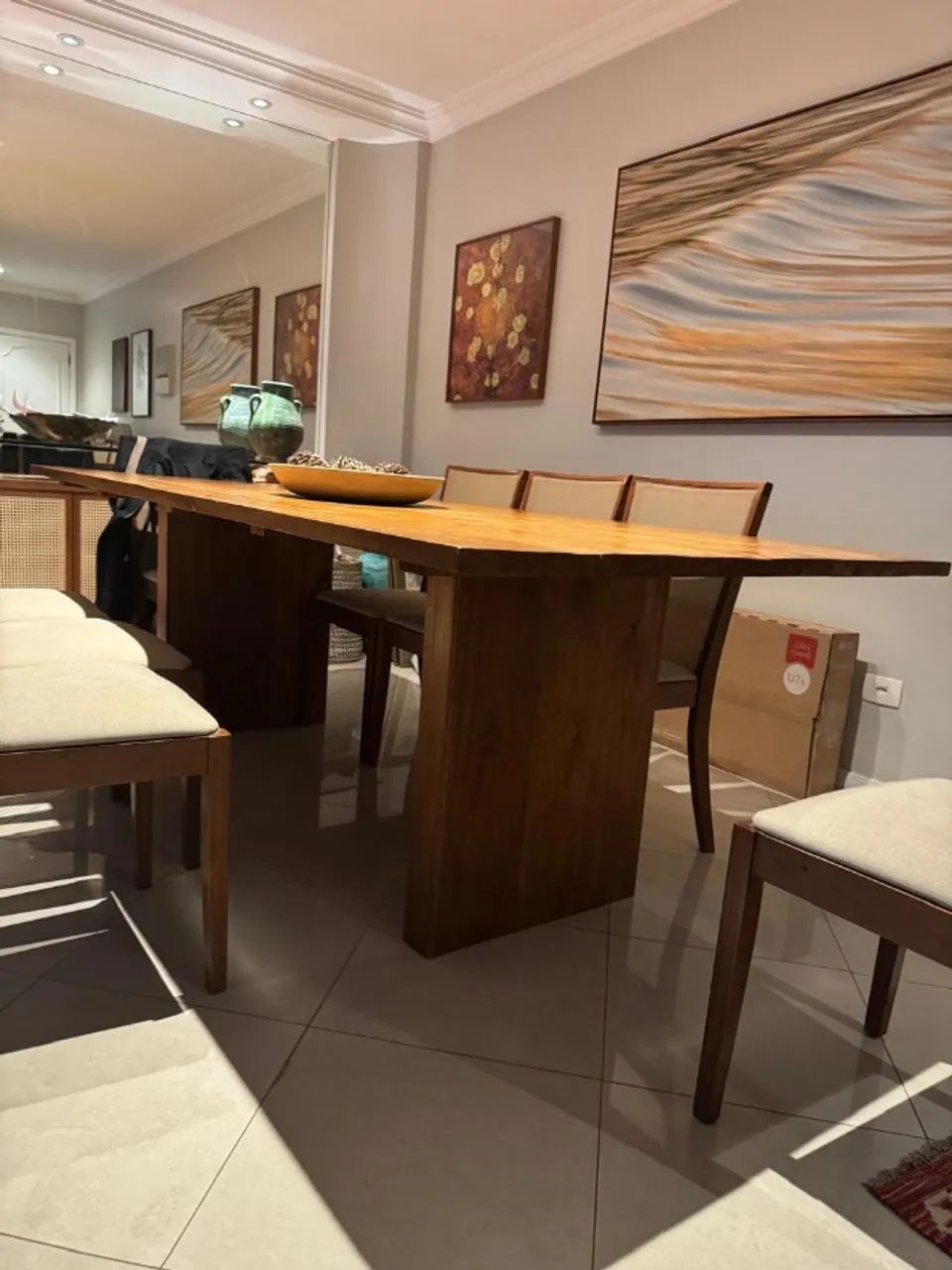 Linda Mesa de jantar retangular em madeira freijó - Foto 3