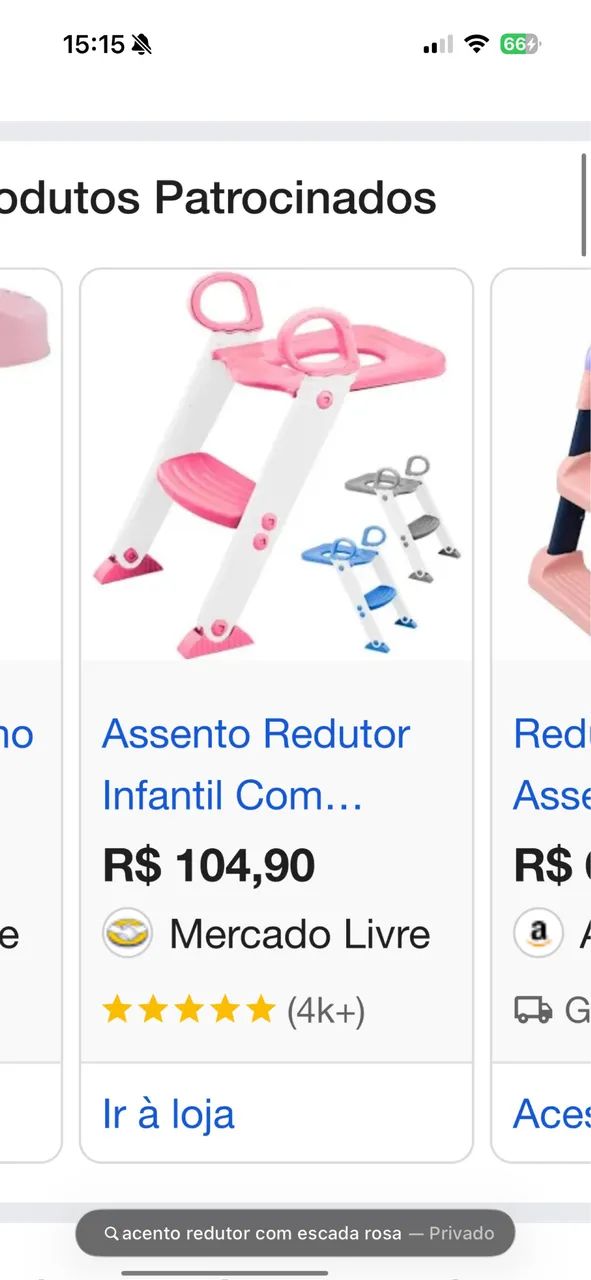 Assento infantil redutor com escada rosa