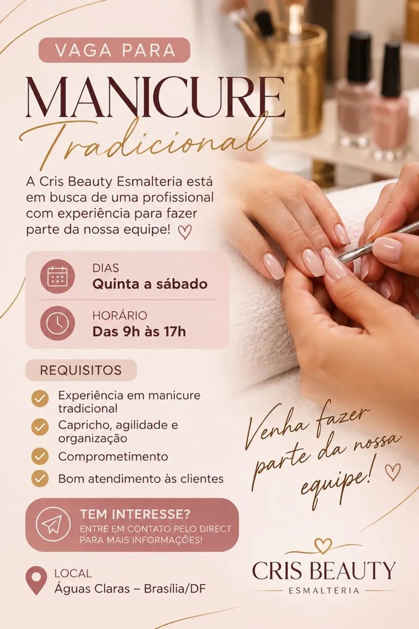Vaga para manicure tradicional 