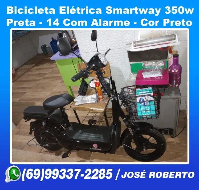 Ciclo Motor Elétrica Smartway 350w Preta - 14 Com Alarme Cor Preto