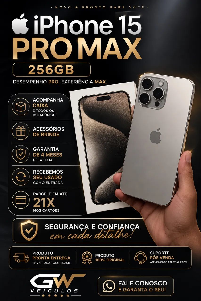 iphone 15 pro Max 256gb impecável 