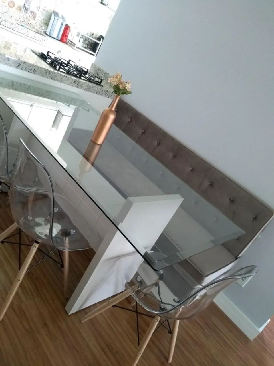 Banco Canto Alemão 1,80m Cinza Com Gaveta Lateral - Foto 2