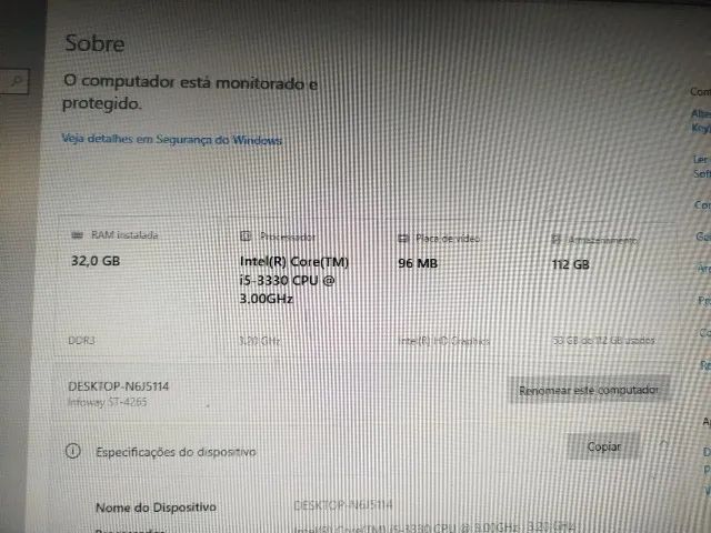 Computador Intel I5, 32 de memória e SSD. - Foto 4