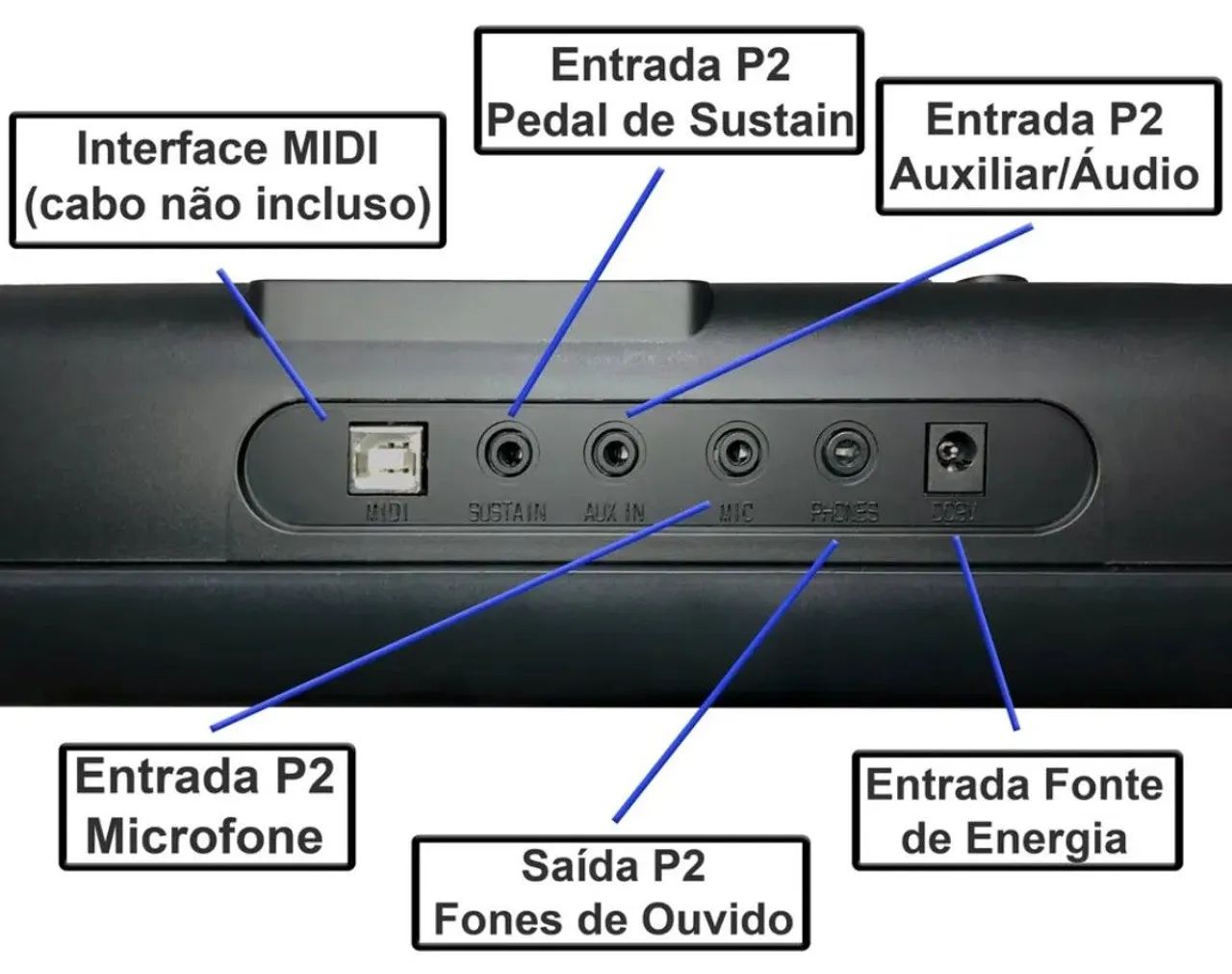 Teclado novíssimo com fonte e entrada midi
