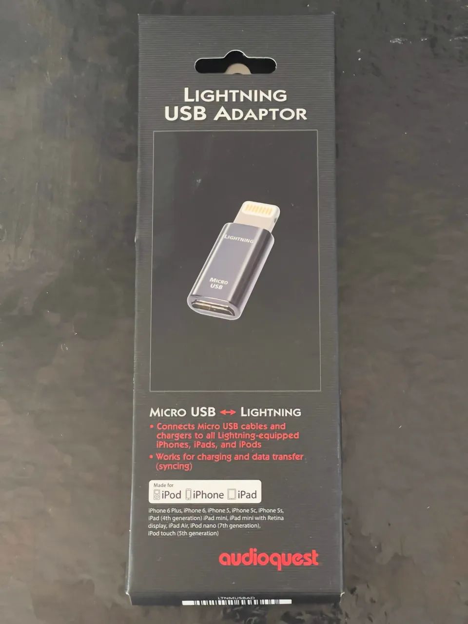 Adaptador AudioQuest Micro USB x Lightning Certificado Apple Novo - Foto 3