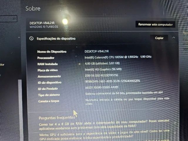 Vendo notebook Gateway 4gb Ram e 256gb USSD  - Foto 4