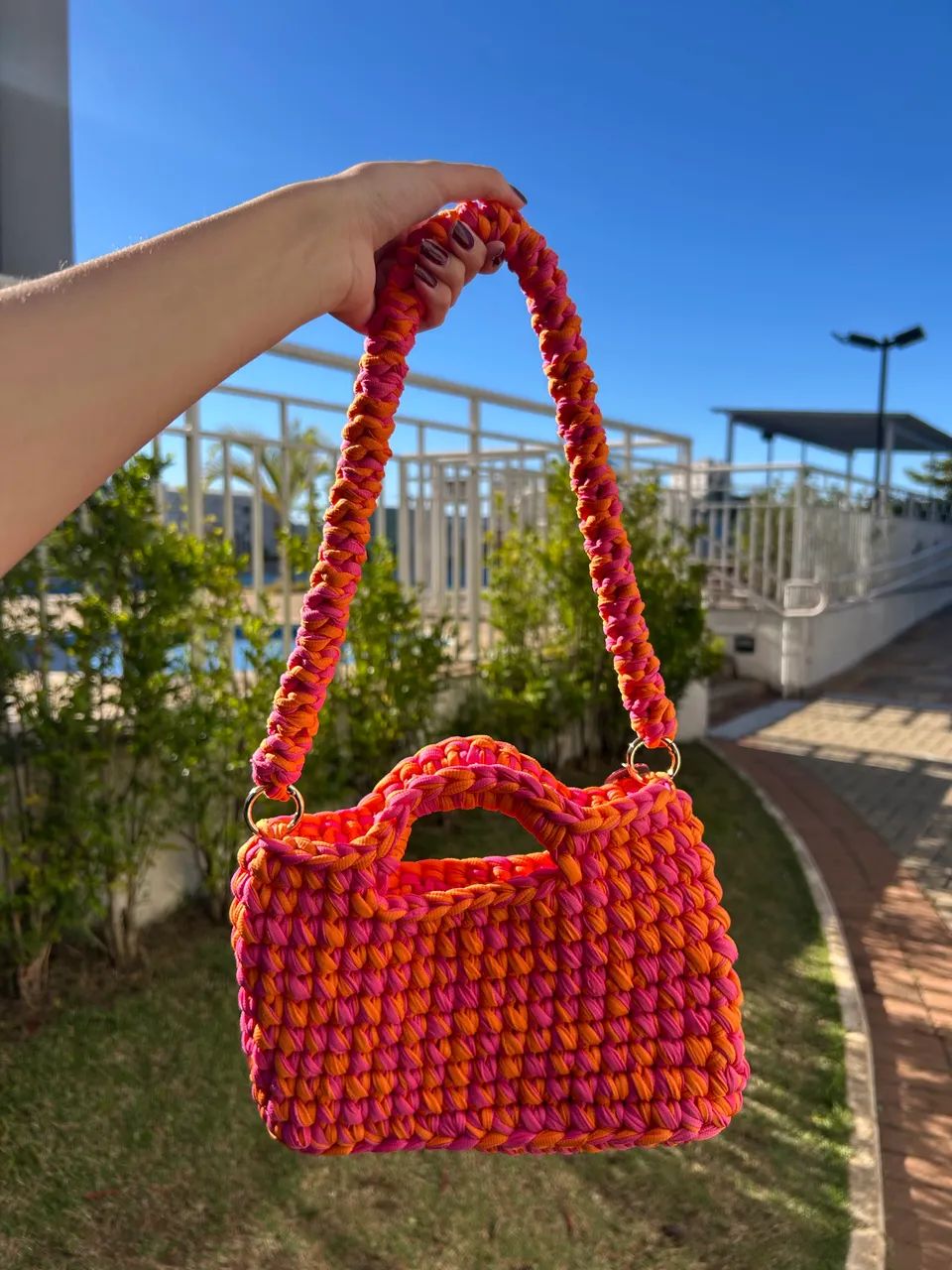 Bolsa de Crochê Mesclada Handbag - Foto 3