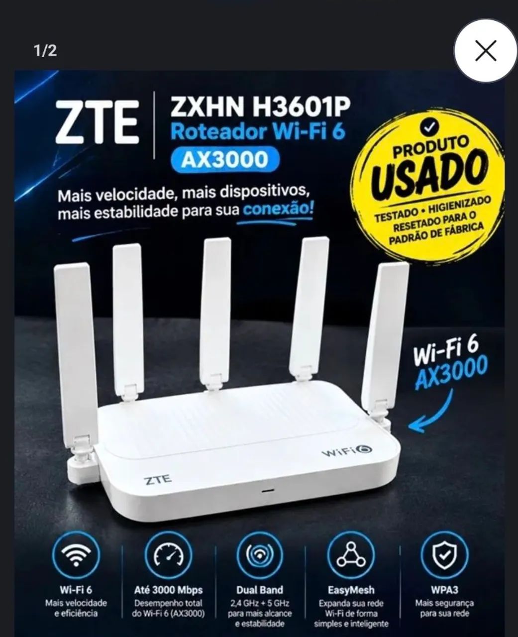 Roteador Wi-Fi 6 ZTE  - Foto 3