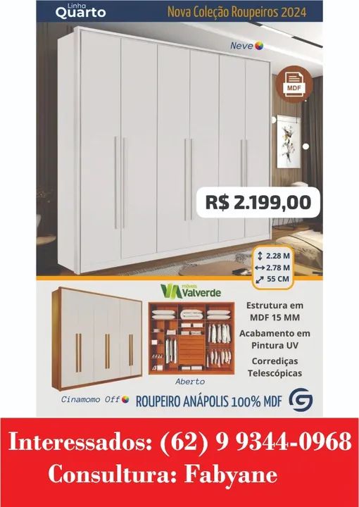 Guarda Roupa Anapolis 100 % MDF