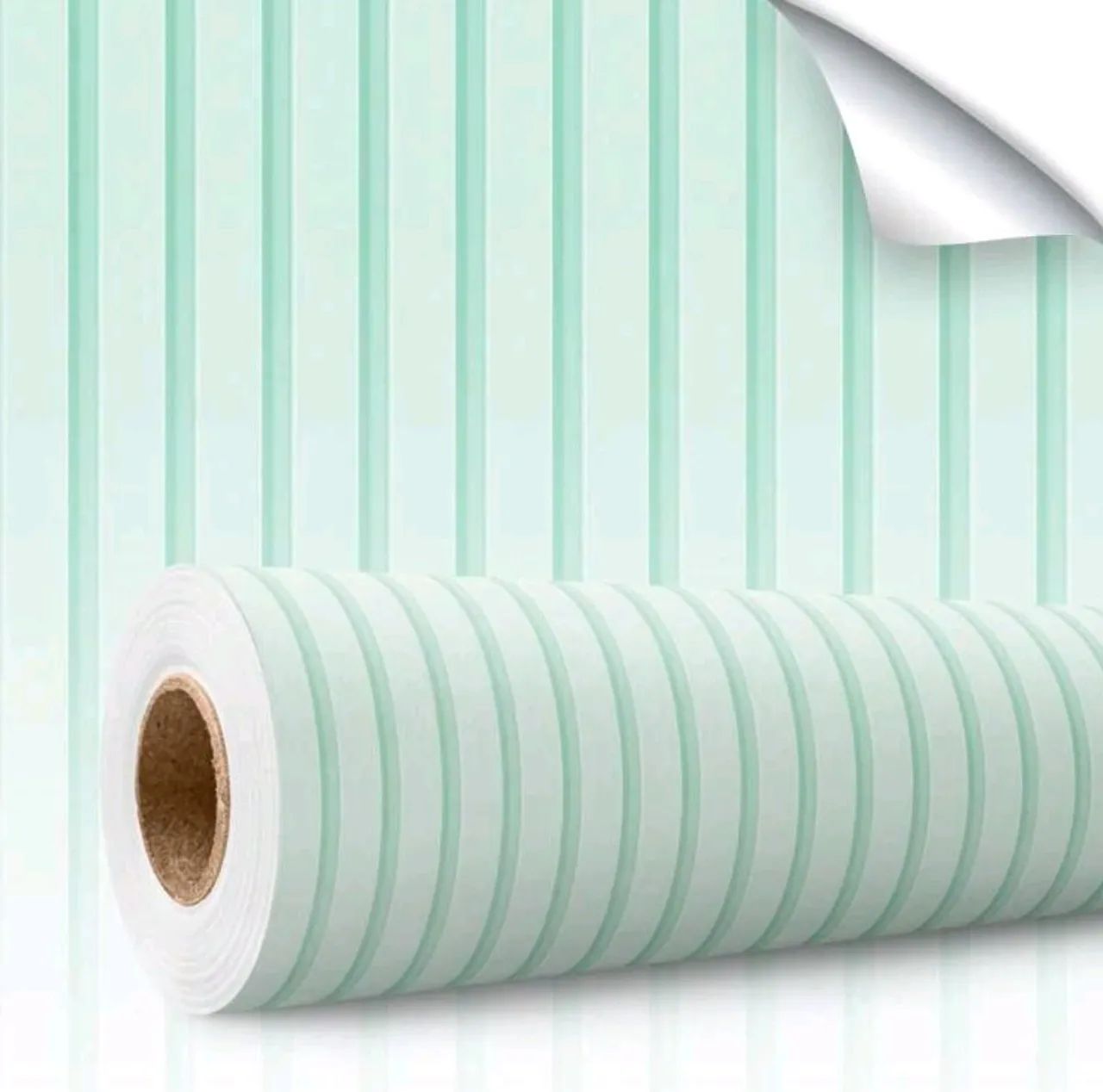 Papel de Parede adesivo ripado Verde Claro 5metros x 45cm 