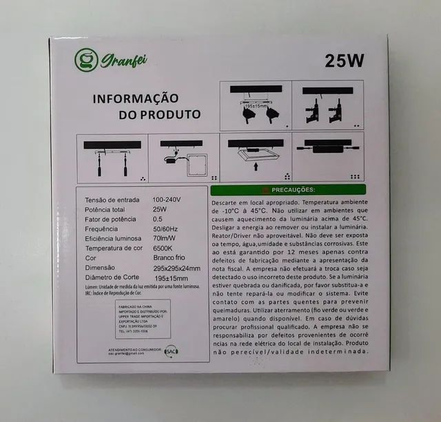 Plafon de Led Sobrepor<br><br>25w Branco Frio -<br><br>Tamanho: 27,5cm X 27,5cm - Foto 3