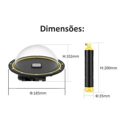 Dome Telesin 6 Polegadas (com gatilho) para GoPro Hero modelos 9/10/11/12 - Foto 3