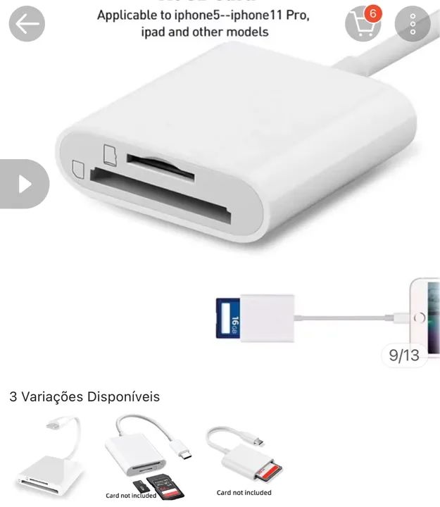 Leitor de Cartões SD TIPO C, para iPhone e Android - Adaptador Tipo C - Foto 5