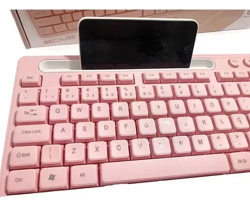 NOVO | Teclado Rosa Português Suporte P/ Celular MBtech - Foto 3