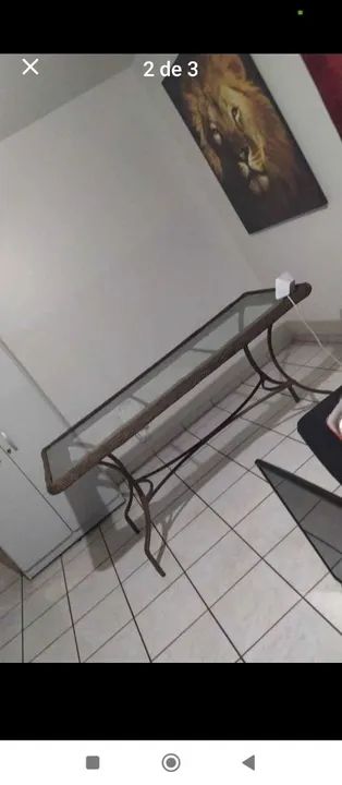 Mesa rústica de vidro e vime - Foto 3