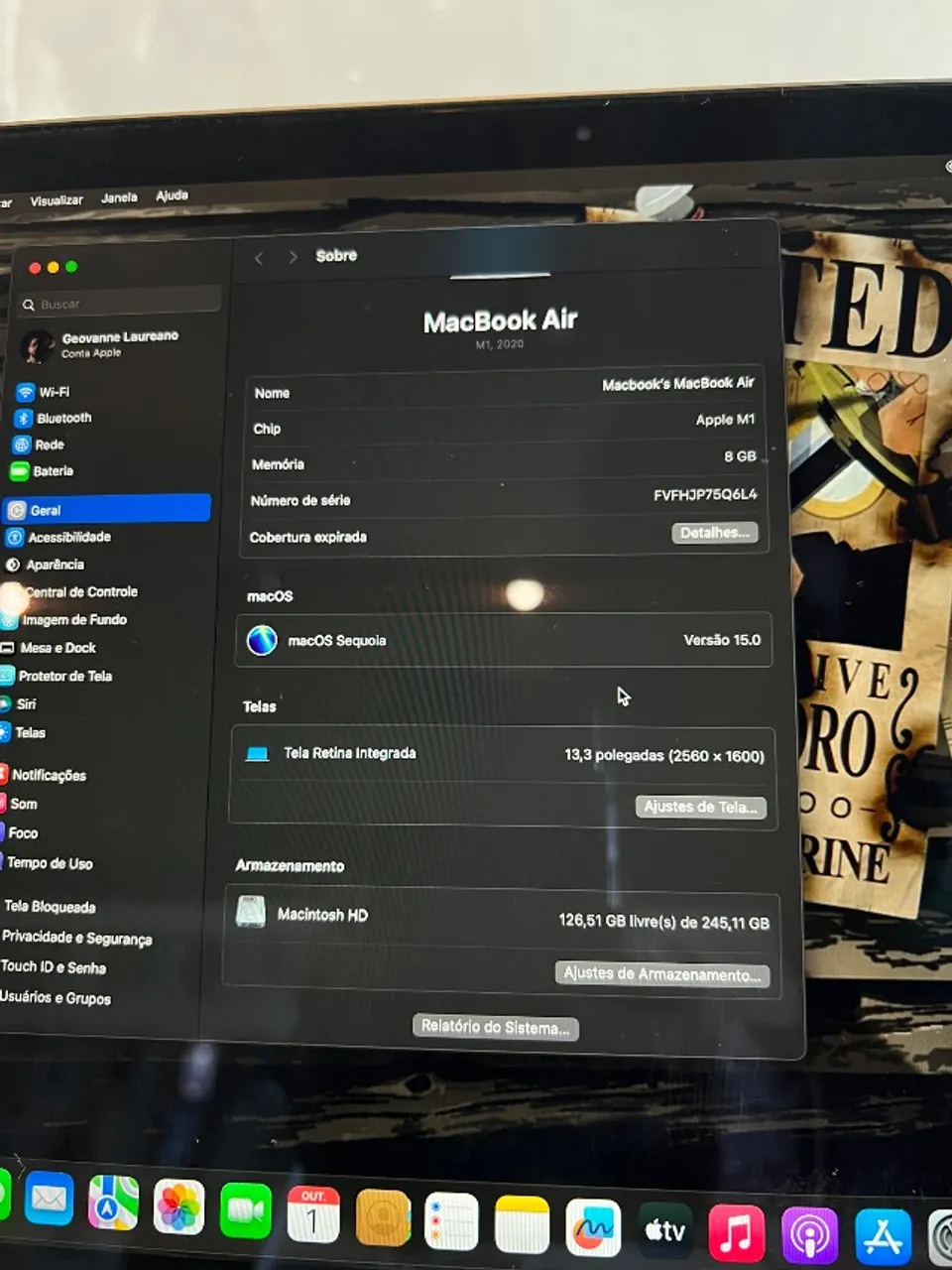 MacBook Air M1 2020 8gb ram 256ssd