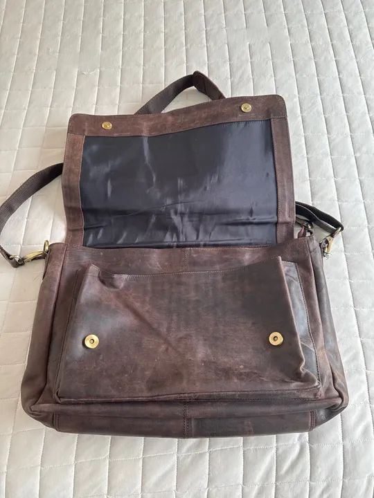 Bolsa de Ombro em Couro Marrom - Foto 2