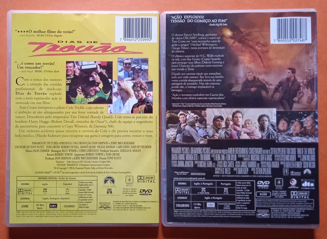 DVD - Dias de Trovão e Guerra dos Mundos (Tom Cruise) - CDs, DVDs