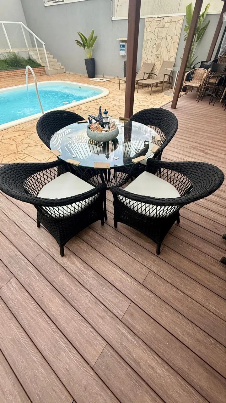 Mesa jantar corda nautica poltrona alumínio  - Foto 3