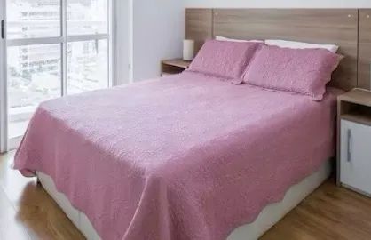 Cobre-leito de Cama Casal - Rosa-velho