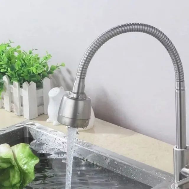 Inox Prata Torneira com chuveiro com rotação de 360° Cozinha Luxo Bancada e Parede  - Foto 2